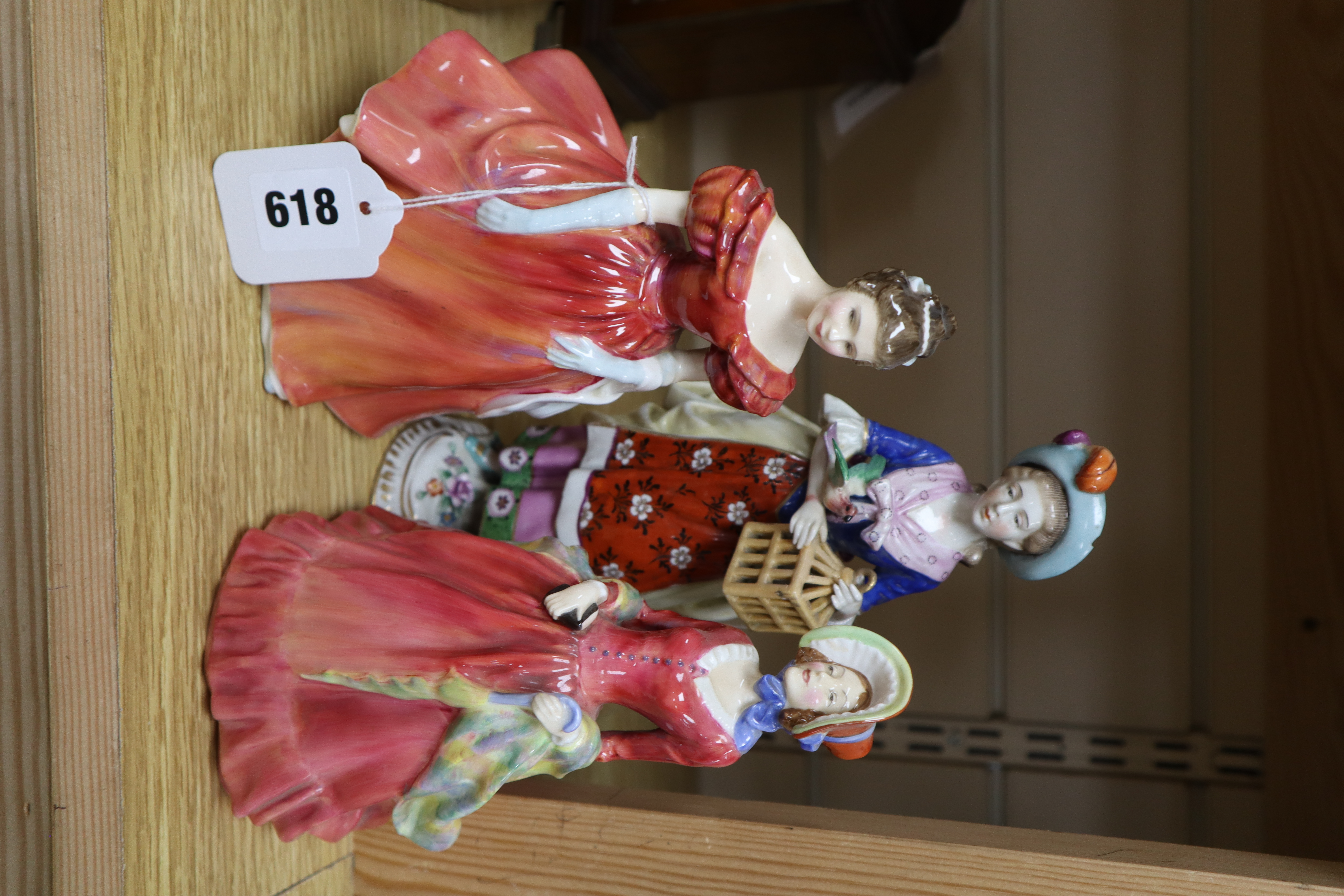 Two Royal Doulton figures and a Samson figure, tallest 25cm